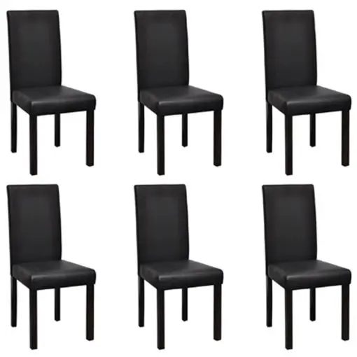 vidaXL Dining Chairs 6 pcs Black Faux Leather