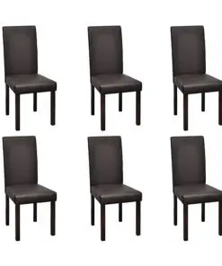 vidaXL Dining Chairs 6 pcs Brown Faux Leather