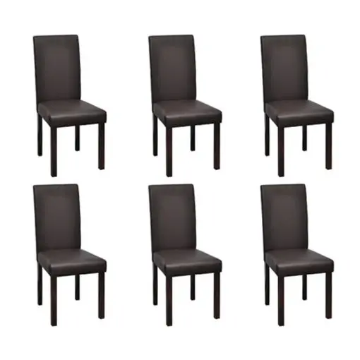 vidaXL Dining Chairs 6 pcs Brown Faux Leather