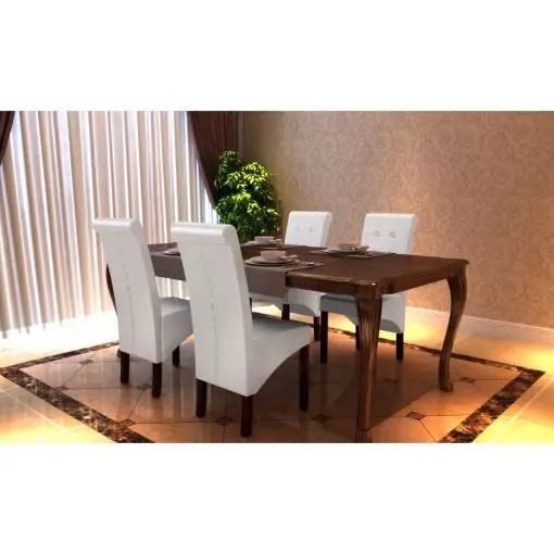 vidaXL Dining Chairs 4 pcs White Faux Leather