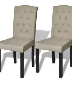 vidaXL Dining Chairs 2 pcs Beige Fabric