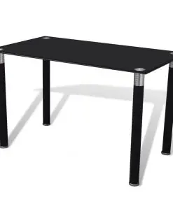 vidaXL Dining Table with Glass Top Black