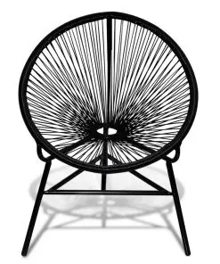 vidaXL Garden Moon Chair Poly Rattan Black