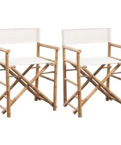 vidaXL Folding Director’s Chair 2 pcs Bamboo and Canvas