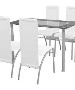 vidaXL Five Piece Dining Set White