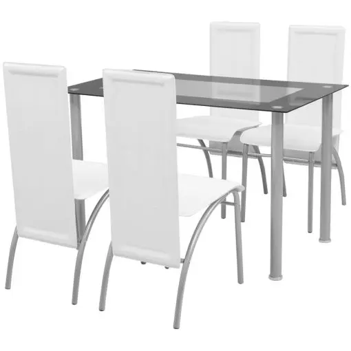 vidaXL Five Piece Dining Set White