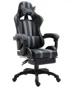 vidaXL Gaming Chair with Footrest Grey Faux Leather