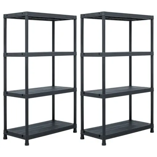 vidaXL Storage Shelf Racks 2 pcs Black 200 kg 80x40x138 cm Plastic