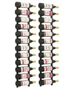 vidaXL Wall Mounted Wine Racks for 12 Bottles 2 pcs Black Iron