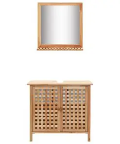vidaXL Sink Cabinet with Mirror Solid Walnut Wood