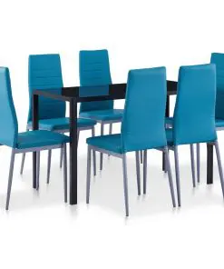 vidaXL Seven Piece Dining Set Blue