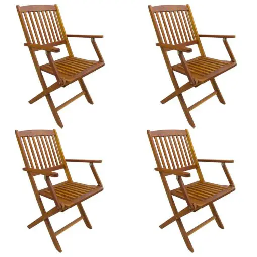 vidaXL Folding Outdoor Chairs 4 pcs Solid Acacia Wood