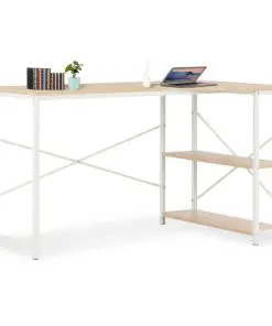 vidaXL Computer Desk White and Oak 120x72x70 cm