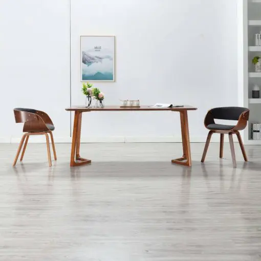vidaXL Dining Chair Grey Bent Wood and Fabric