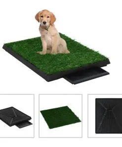 vidaXL Pet Toilets 2 Pieces with Tray and Artificial Turf Green 63x50x7 cm WC