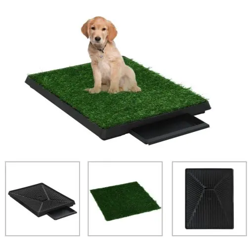 vidaXL Pet Toilets 2 Pieces with Tray and Artificial Turf Green 63x50x7 cm WC