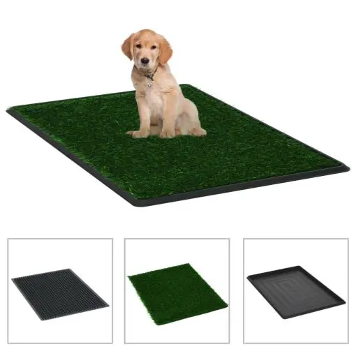 vidaXL Pet Toilets 2 Pieces with Tray and Artificial Turf Green 76x51x3 cm WC
