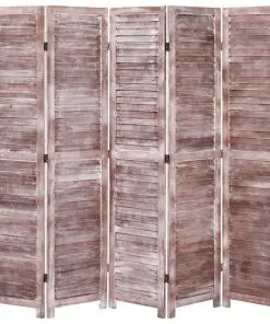 vidaXL 5-Panel Room Divider Brown 175×165 cm Wood