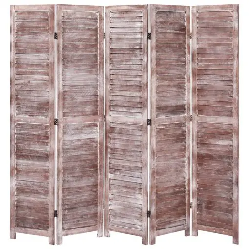 vidaXL 5-Panel Room Divider Brown 175×165 cm Wood