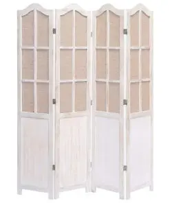 vidaXL 4-Panel Room Divider White 140×165 cm Fabric