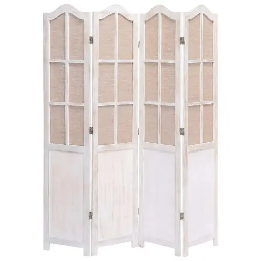 vidaXL 4-Panel Room Divider White 140×165 cm Fabric