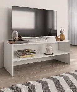 vidaXL TV Cabinet High Gloss White 100x40x40 cm Chipboard