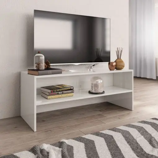 vidaXL TV Cabinet High Gloss White 100x40x40 cm Chipboard