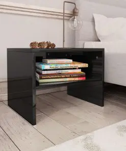 vidaXL Bedside Cabinet High Gloss Black 40x30x30 cm Chipboard