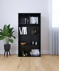 vidaXL Book Cabinet/Sideboard Black 66x30x130 cm Chipboard