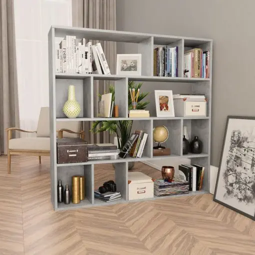 vidaXL Room Divider/Book Cabinet Concrete Grey 110x24x110 cm Chipboard