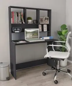 vidaXL Desk with Shelves Grey 110x45x157 cm Chipboard