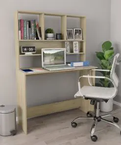 vidaXL Desk with Shelves Sonoma Oak 110x45x157 cm Chipboard