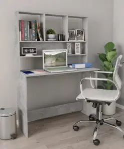 vidaXL Desk with Shelves Concrete Grey 110x45x157 cm Chipboard
