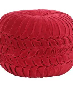 vidaXL Pouffe Cotton Velvet Smock Design 40×30 cm Red