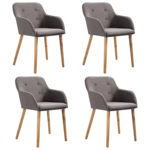 vidaXL Dining Chairs 4 pcs Taupe Fabric and Solid Oak Wood