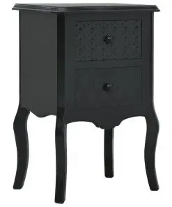 vidaXL Bedside Cabinet Black 43x32x65 cm MDF