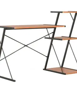 vidaXL Desk with Shelf Black and Brown 116x50x93 cm