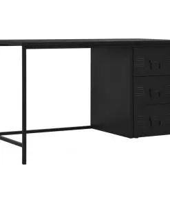 vidaXL Desk with Drawers Industrial Black 120x55x75 cm Steel
