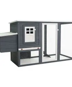 vidaXL Outdoor Chicken Cage Hen House with 1 Egg Cage Grey Wood
