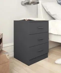 vidaXL Bedside Cabinet Grey 38x35x56 cm Chipboard