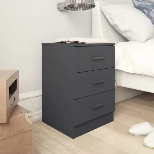 vidaXL Bedside Cabinet Grey 38x35x56 cm Chipboard
