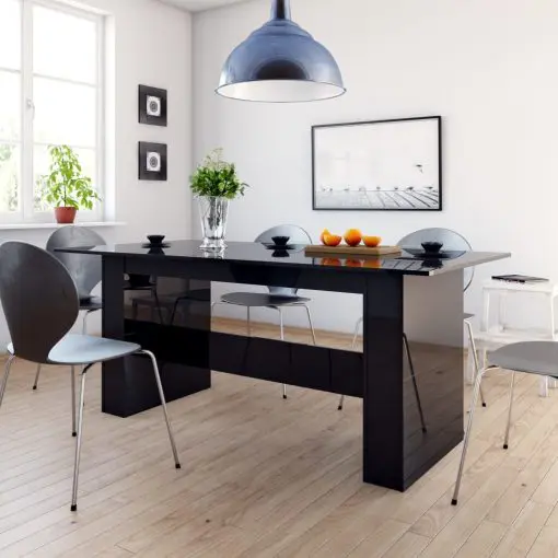 vidaXL Dining Table High Gloss Black 180x90x76 cm Chipboard