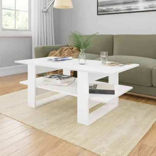 vidaXL Coffee Table High Gloss White 110x55x42 cm Chipboard