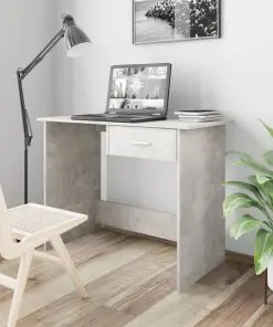 vidaXL Desk Concrete Grey 100x50x76 cm Chipboard