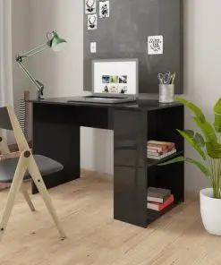 vidaXL Desk High Gloss Black 110x60x73 cm Chipboard