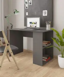 vidaXL Desk High Gloss Grey 110x60x73 cm Chipboard
