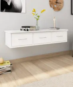 vidaXL Wall-mounted Drawer Shelf White 88x26x18.5 cm Chipboard