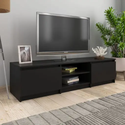 vidaXL TV Cabinet Black 140x40x35.5 cm Chipboard