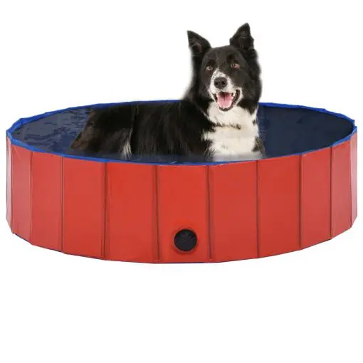vidaXL Foldable Dog Swimming Pool Red 120×30 cm PVC