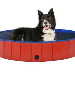 vidaXL Foldable Dog Swimming Pool Red 160×30 cm PVC